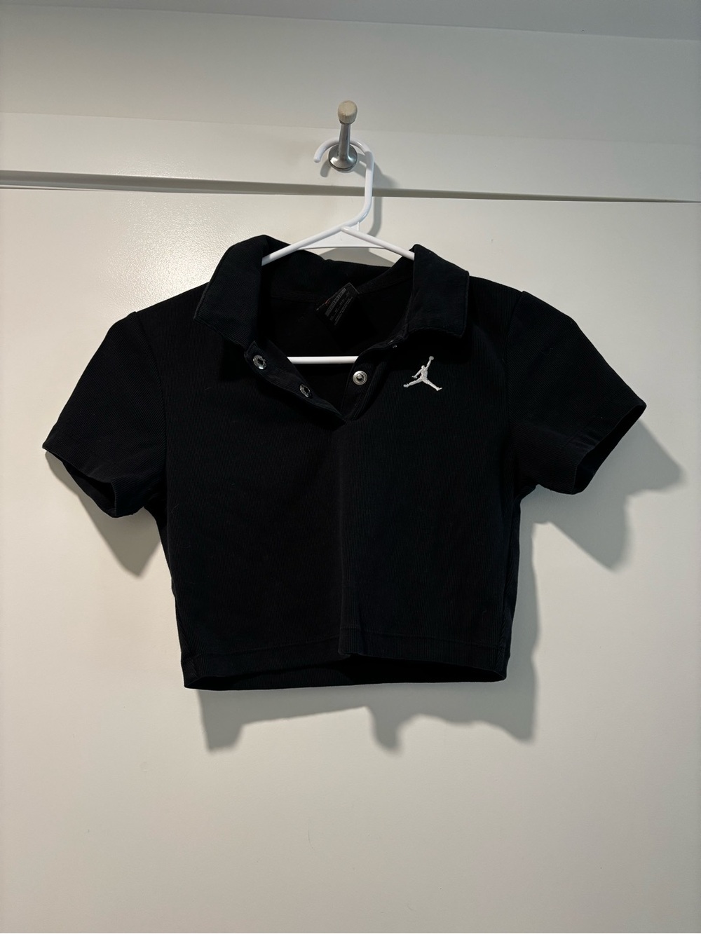 Jordan Black Cropped Polo with White Jumpman
